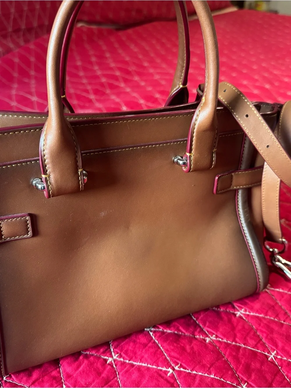 Coach Two-Tone Tan and Brown Leather Satchel